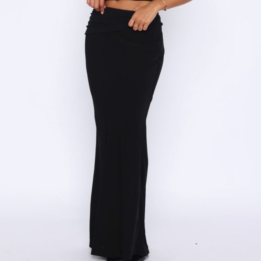 White Fox Skirt draped slip maxi womens Black small formal chic resortwear